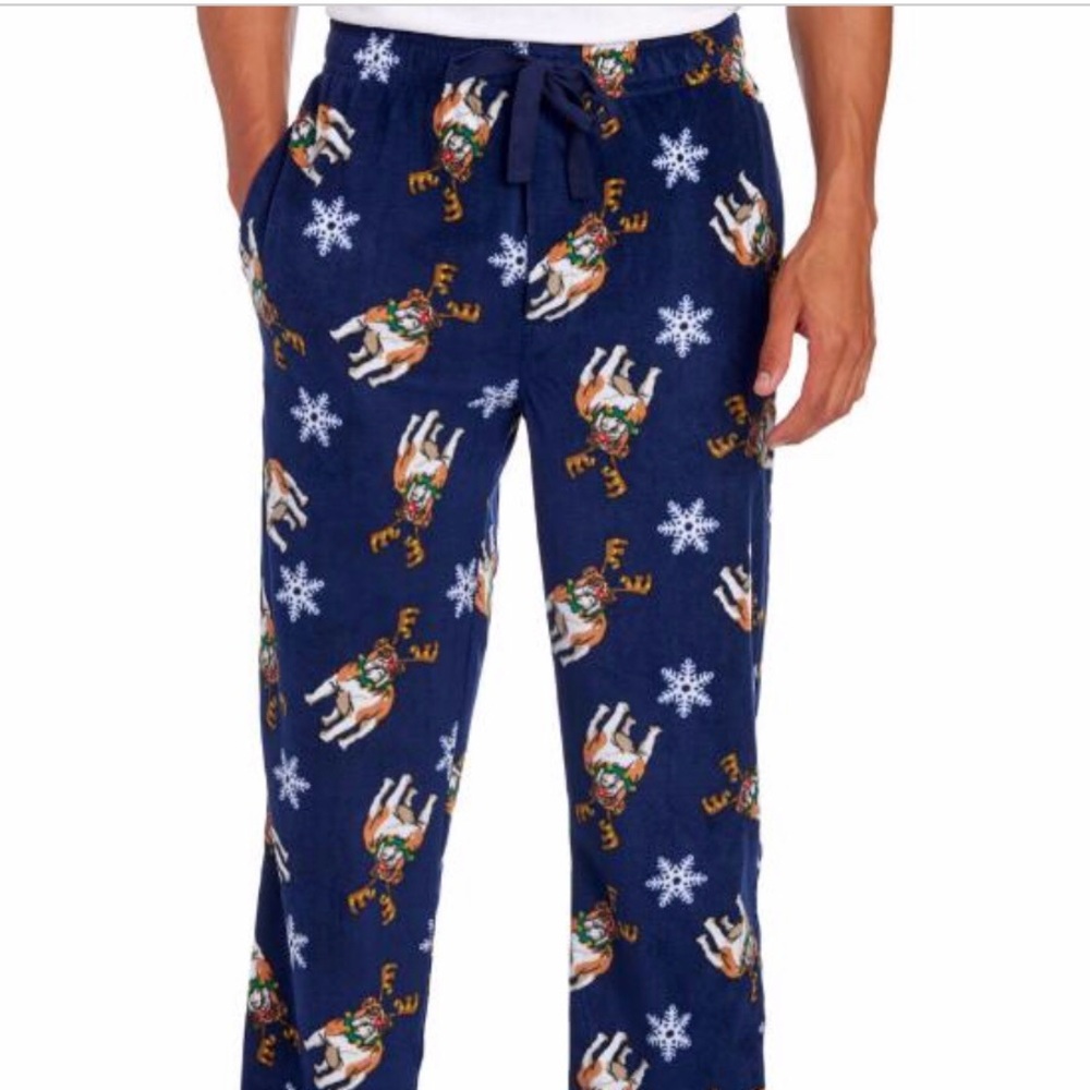 Varsity men’s fleece pajamas with dogs antler